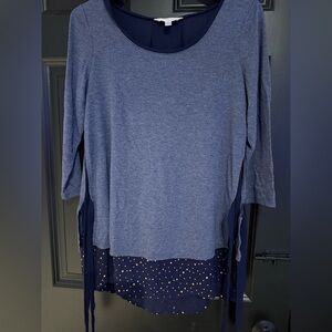 LC Lauren Conrad Navy Layered Blouse